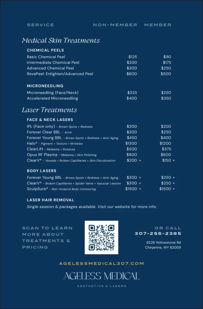 a blue and white price list