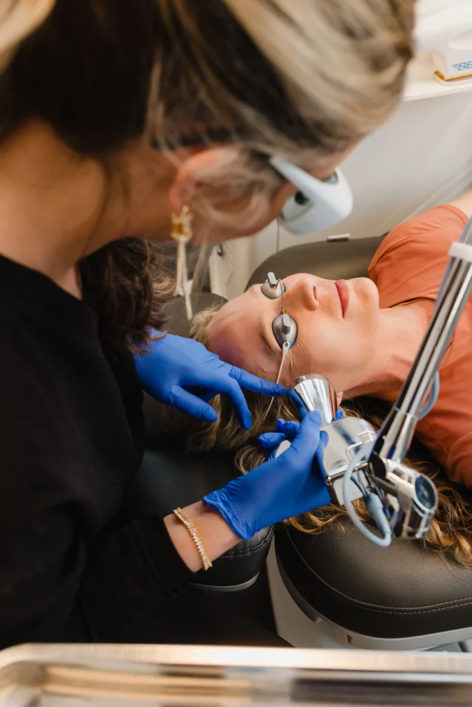 A woman with Sciton NanoPeel⢠& MicroPeelā¢
