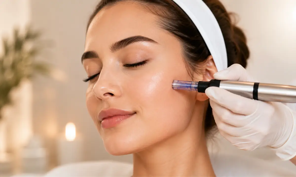 A professional microneedling device used for boosting collagen and reducing fine lines.
